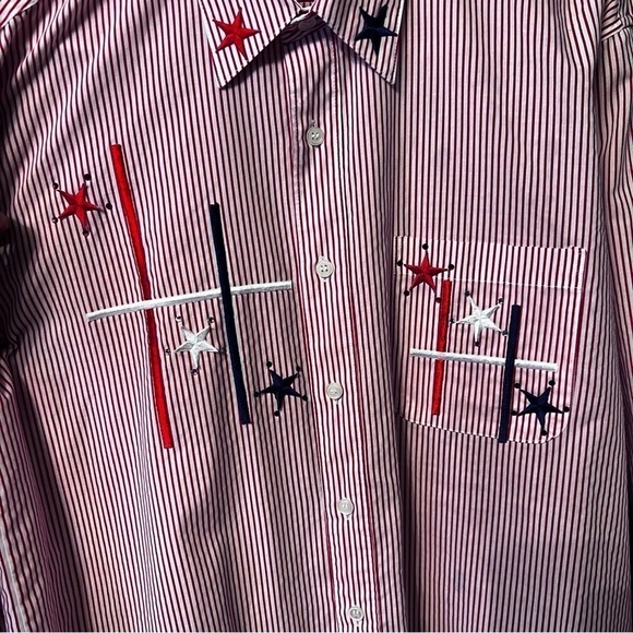 Mili Designs Womens Medium Blouse Button Shirt Patriotic Rhinestones, stars. - Picture 6 of 9